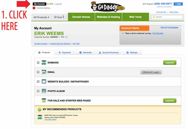 Godaddy nameservers change