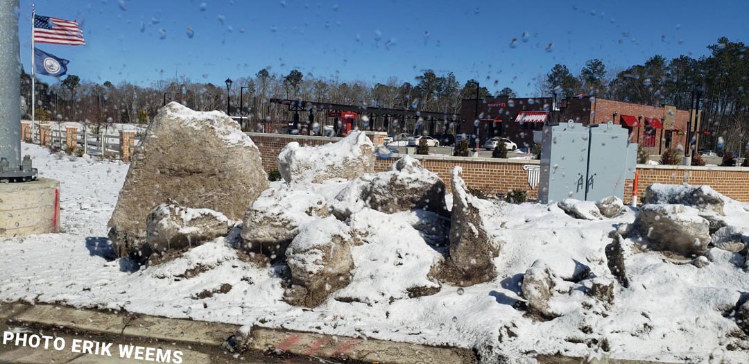 The snow and ice piled up near the new SHeetz gas station on Iron Birdge in Chesterfield Virginia