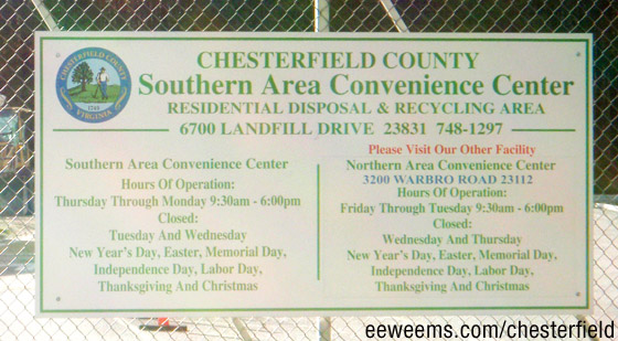 Chesterfield Landfill Sign with Rules