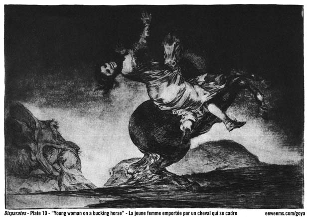 Goya Disparates Plate 10 - Young Woman on a Bucking Horse