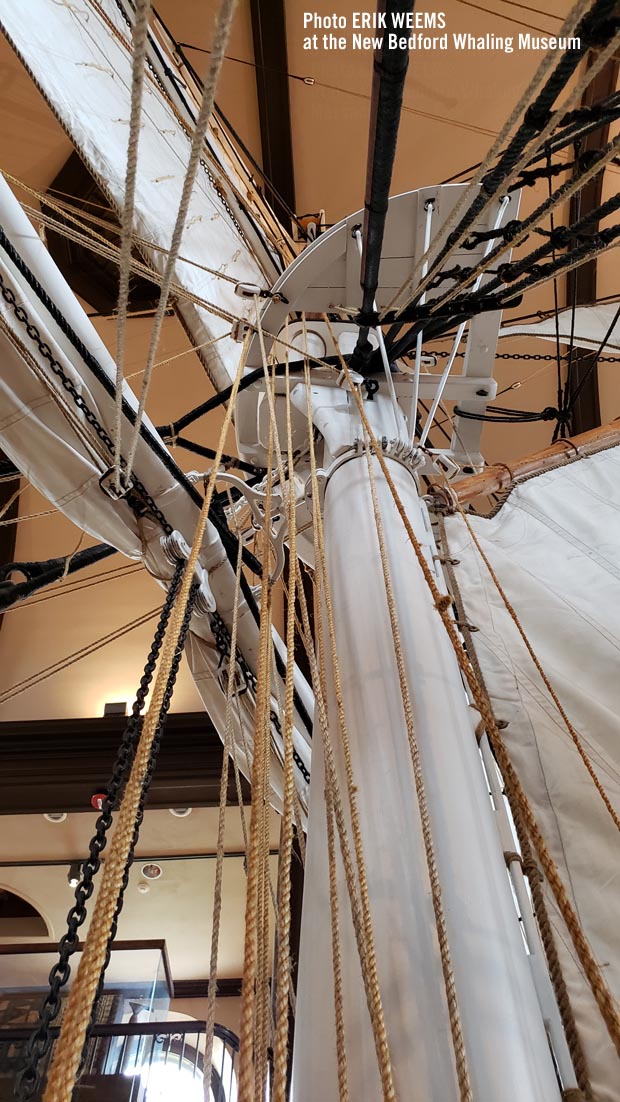 Sail rigging aboard the whale ship Lagoda