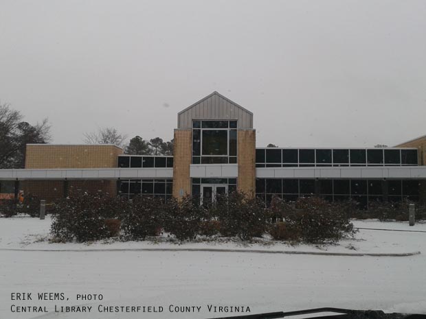Central Library in the Snow Chesterfield Virginia