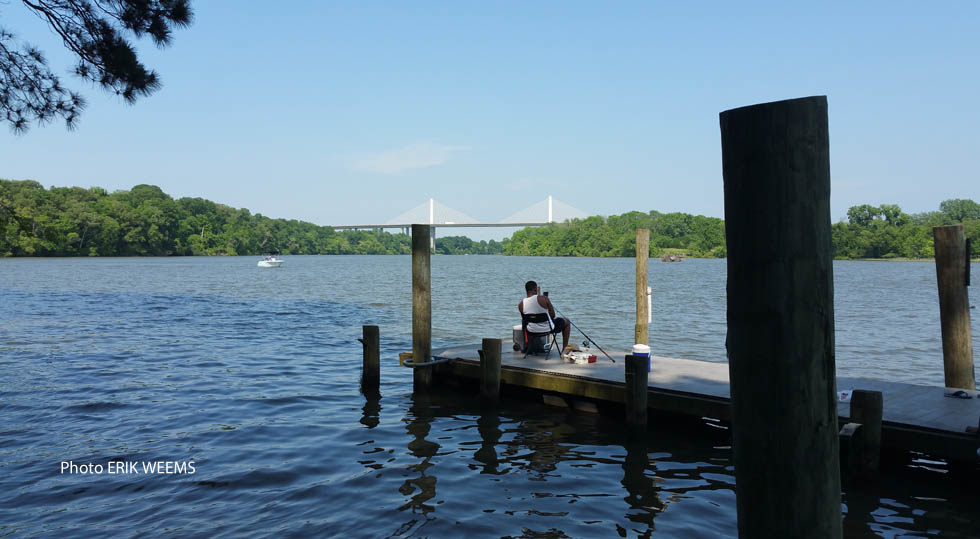 Bridge over Dutch Gap - Fishing