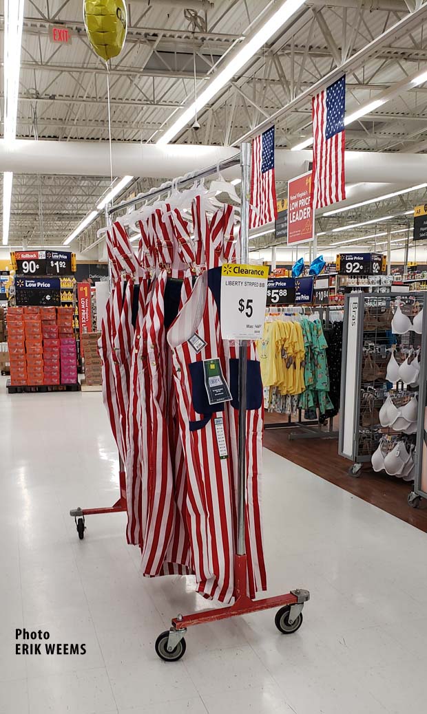 American Bib Overalls with stripes and blue stars