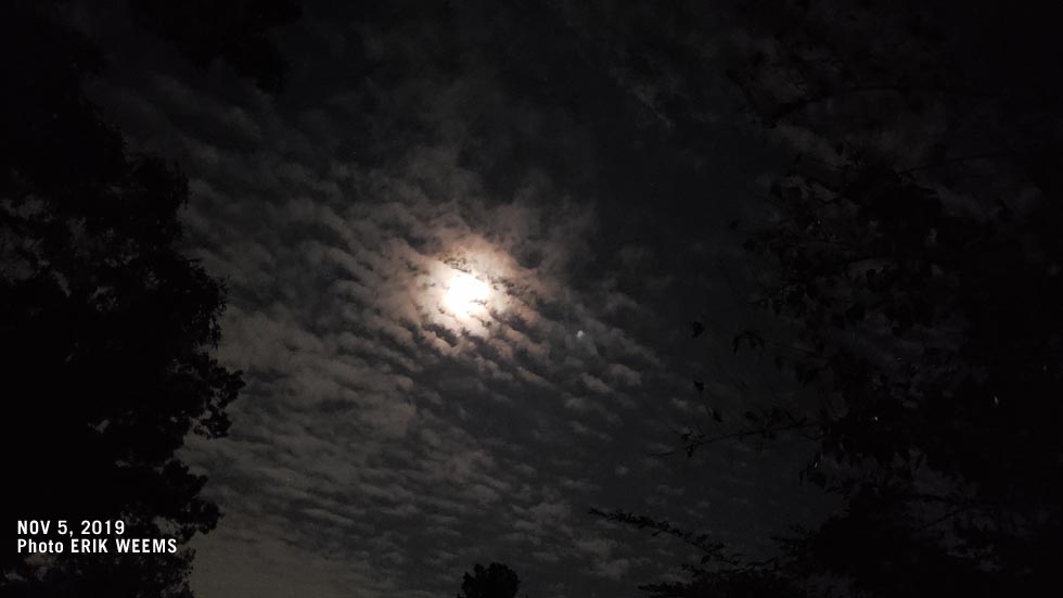 Dark skies and moon over Chesterfield