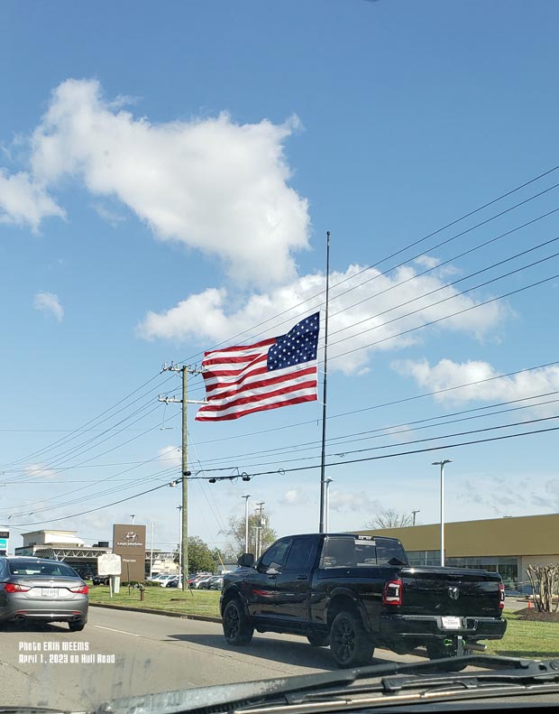 Half Mast Flag in Chesterfield on Hull Road April 1 2023 Half Mast Flag in Chesterfield on Hull Road April 1 2023