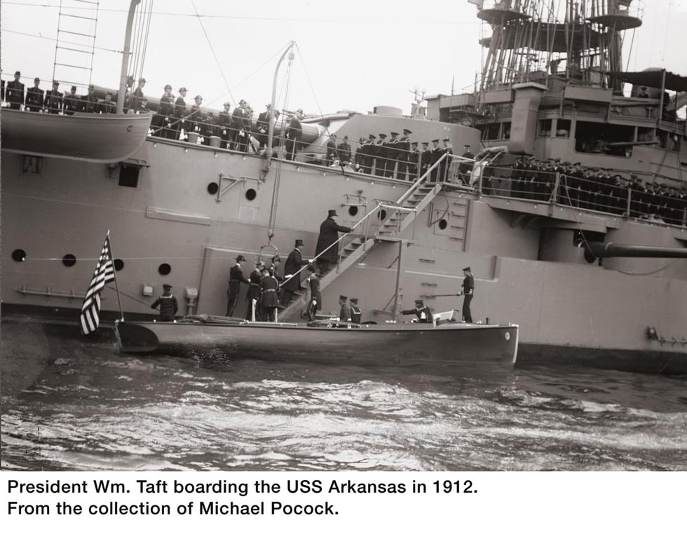 Taft boarding the USS Arkansas